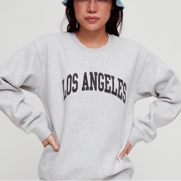 Aritzia Tna The Perfect Crew Sweatshirt GRAY SWEATSHIRT MEDIUM - Picture 1 of 4